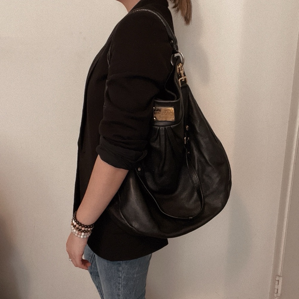 Marc Jacobs Black Leather Hobo Bag Purse Crossbody Shoulder - Picture 15 of 15